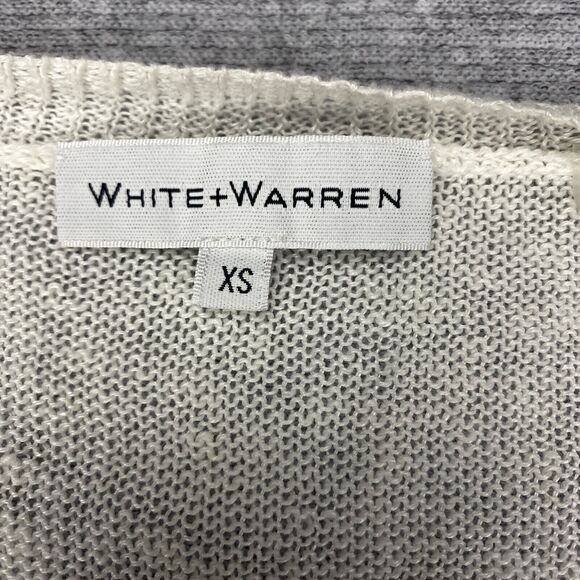 White + Warren 100% Linen Knotted Top Crewneck White Sz XS - Picture 4 of 11